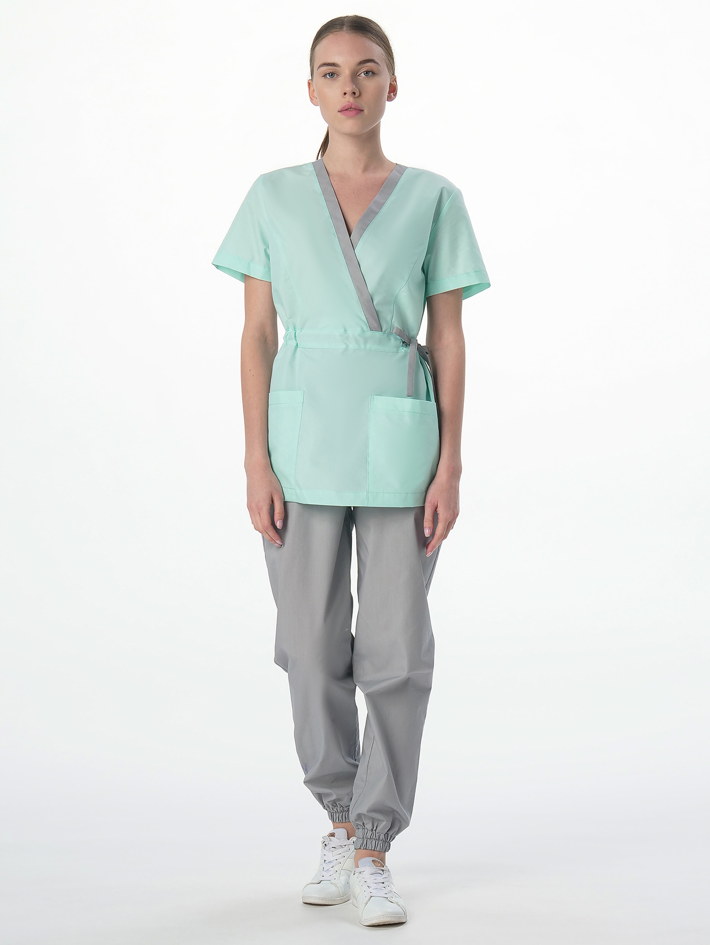 Костюм женский MedLine Арина (тк.Смесовая, 120), серый/мятный