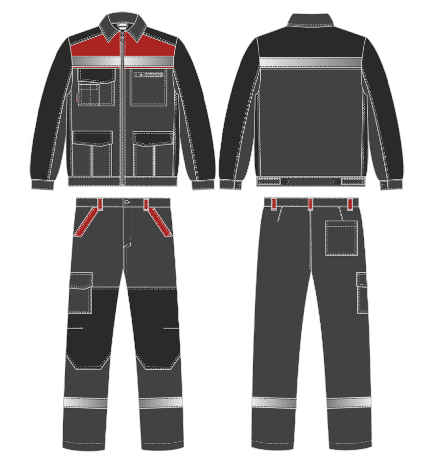 Костюм ProfLineBase-1 (тк.Твил,210) брюки, т.серый/черный/красный