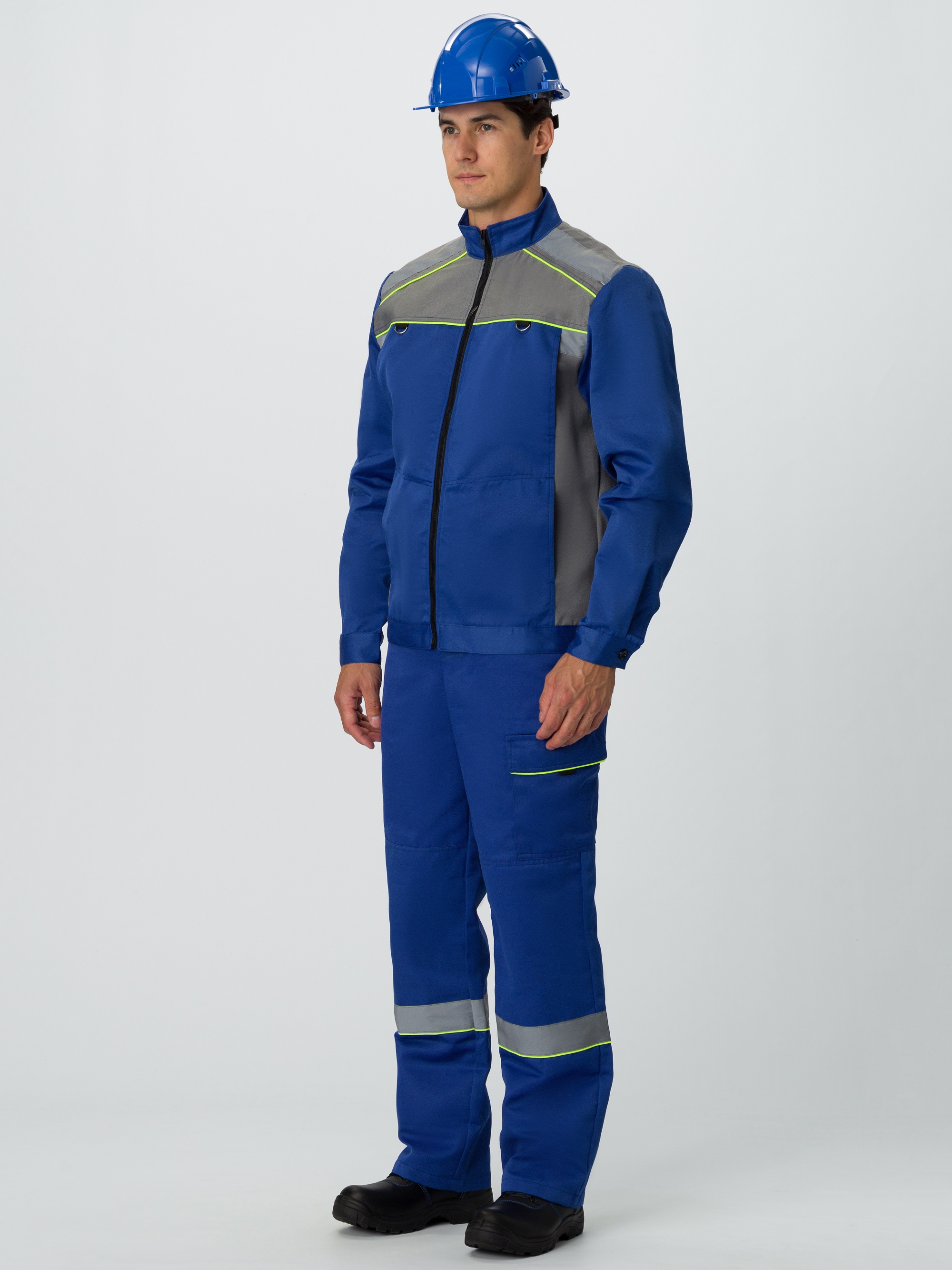 Костюм Практичный-2 СОП (тк.Смесовая, 210) п/к, васильковый/серый