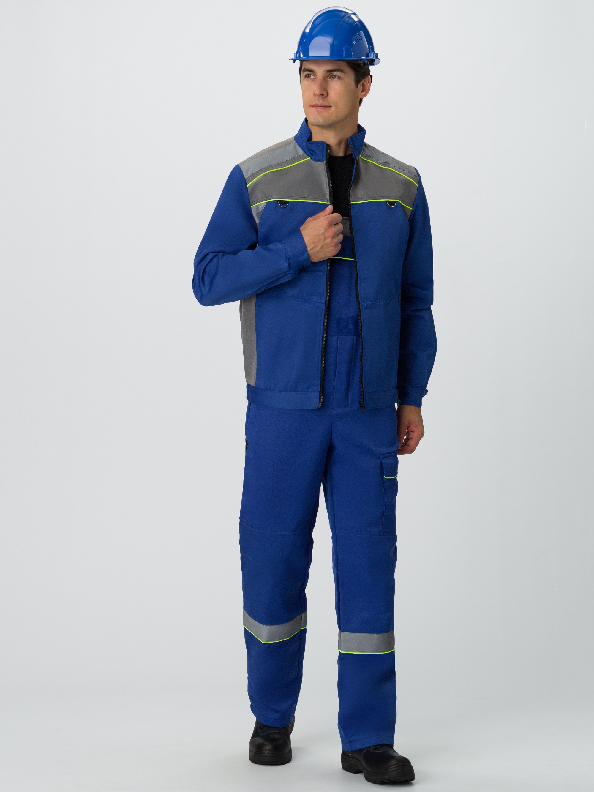 Костюм Практичный-2 СОП (тк.Смесовая, 210) п/к, васильковый/серый