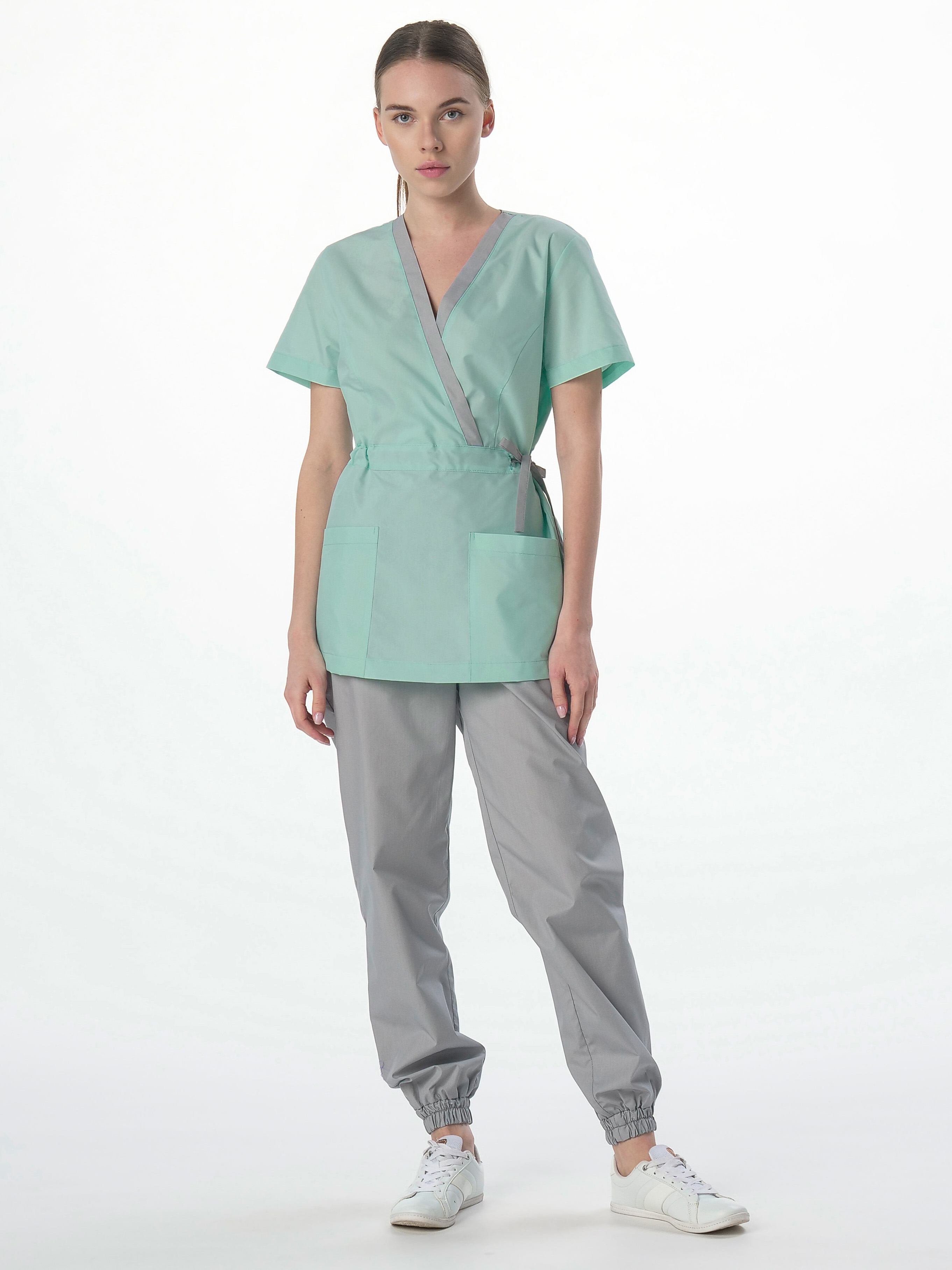 Костюм женский MedLine Арина (тк.Смесовая,120), серый/мятный